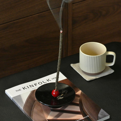 Wooden Color Ball Melamine Incense Holder - Black